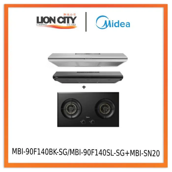 Midea MBI-90F140BK-SG/MBI-90F140SL-SG 90cm Slimline Hood Midea MBI-SN20 2-burner Gas Hob