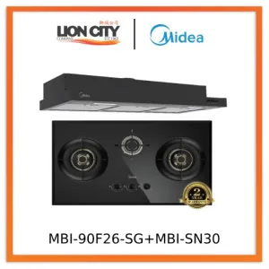 Midea MBI-90F26-SG Built In Range Hood   Midea MBI-SN30 88cm 3 Burner Tempered Glass Cooker Hob Gas Stove