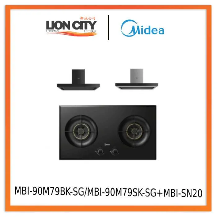 Midea MBI-90M79BK-SG / MBI-90M79SK-SG Chimney Hood   MBI-SN20 2-burner Gas Hob