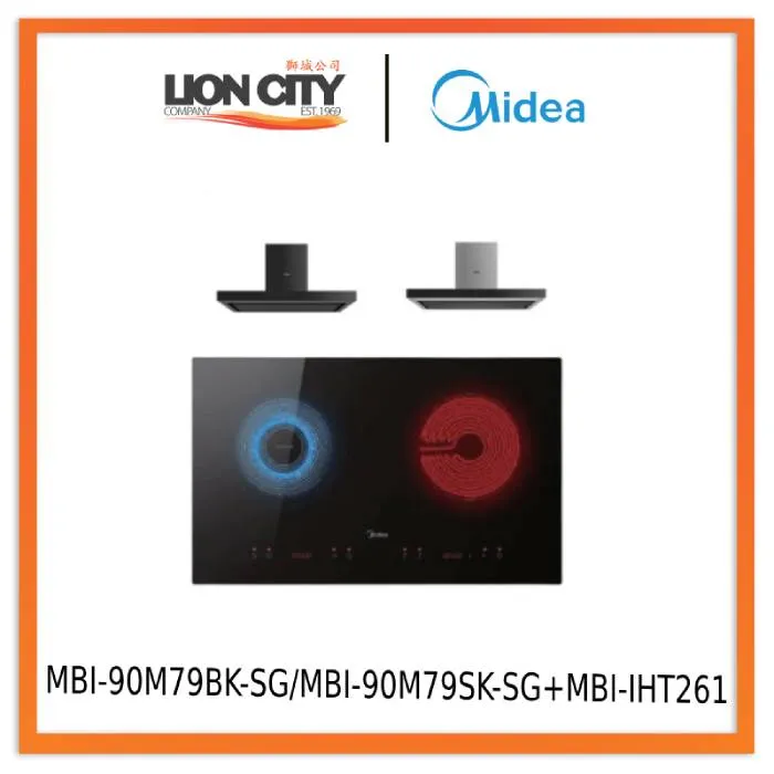 Midea MBI-90M79BK-SG / MBI-90M79SK-SG Chimney Hood Midea MBI-IHT261-SG Ceramic Built-in Induction Hob