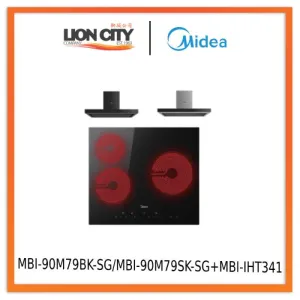 Midea MBI-90M79BK-SG / MBI-90M79SK-SG Chimney Hood Midea MBI-IHT341-SG Ceramic Induction Hob With 3 Zones