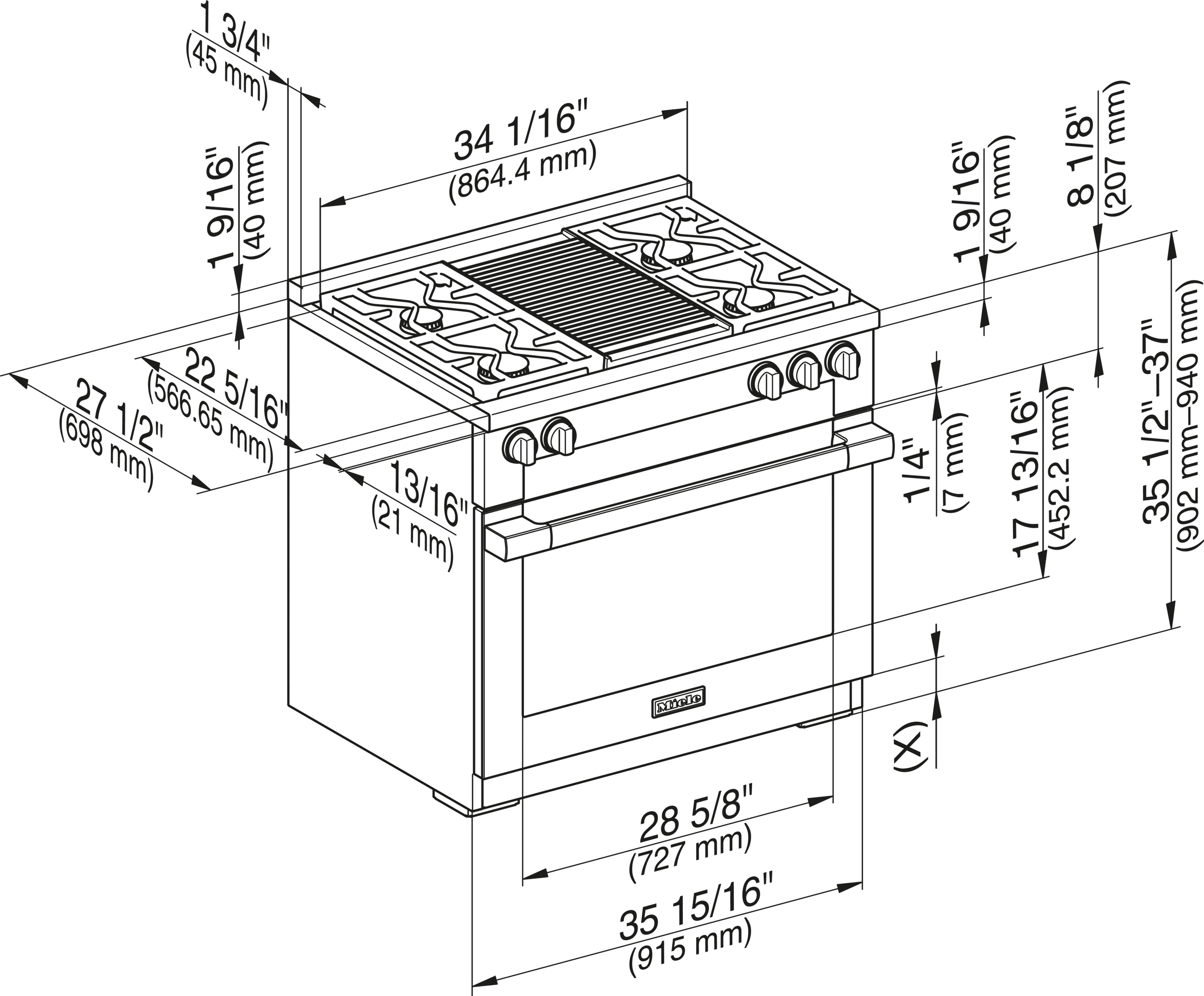 Miele HR19353GDFGR Hr 1935-3 G Df Gr - 36" Range - The Dual Fuel All-Rounder With M Touch For The Highest Demands.