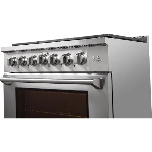 Nxr Ranges AKD3605 36-In. Culinary Series Professional Style Gas And Electric Dual Fuel Range, Stainless Steel
