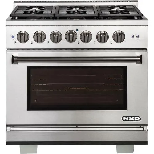 Nxr Ranges AKD3605 36-In. Culinary Series Professional Style Gas And Electric Dual Fuel Range, Stainless Steel
