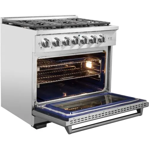 Nxr Ranges AKD3605 36-In. Culinary Series Professional Style Gas And Electric Dual Fuel Range, Stainless Steel