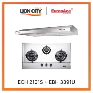 Otimmo ECH2101S 90cm S/Steel Slim Hood   EBH3391U 3 Burner 90cm Slim Gas Cooker Hob (Stainless Steel)