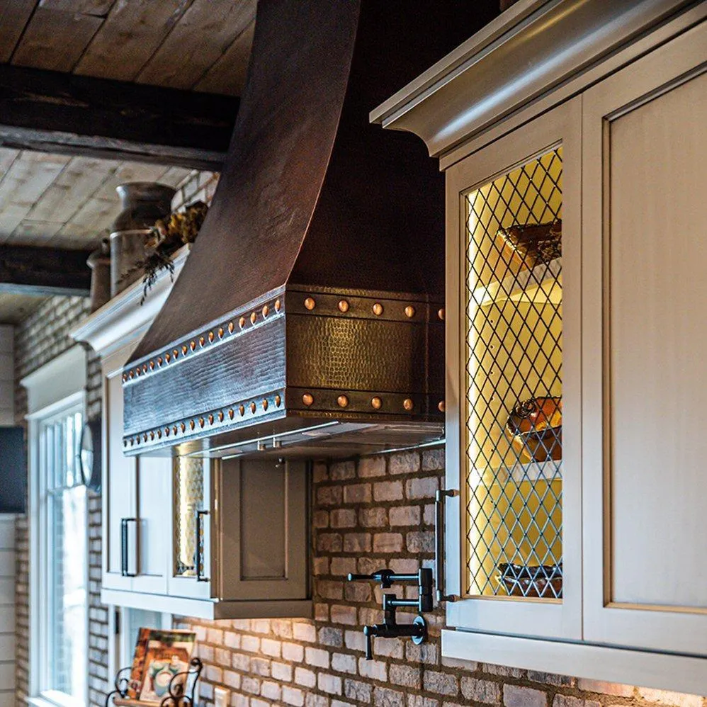 Premier Copper 36 in. Correa Wall Mounted Range Hood in Hammered Copper
