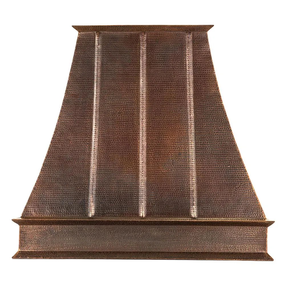 Premier Copper 38 in. Euro Wall Mounted Range Hood in Hammered Copper