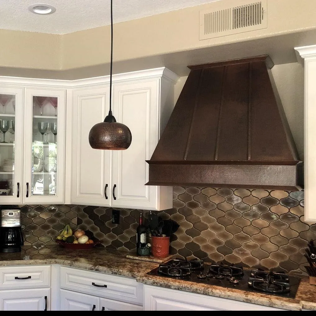 Premier Copper 38 in. Euro Wall Mounted Range Hood in Hammered Copper