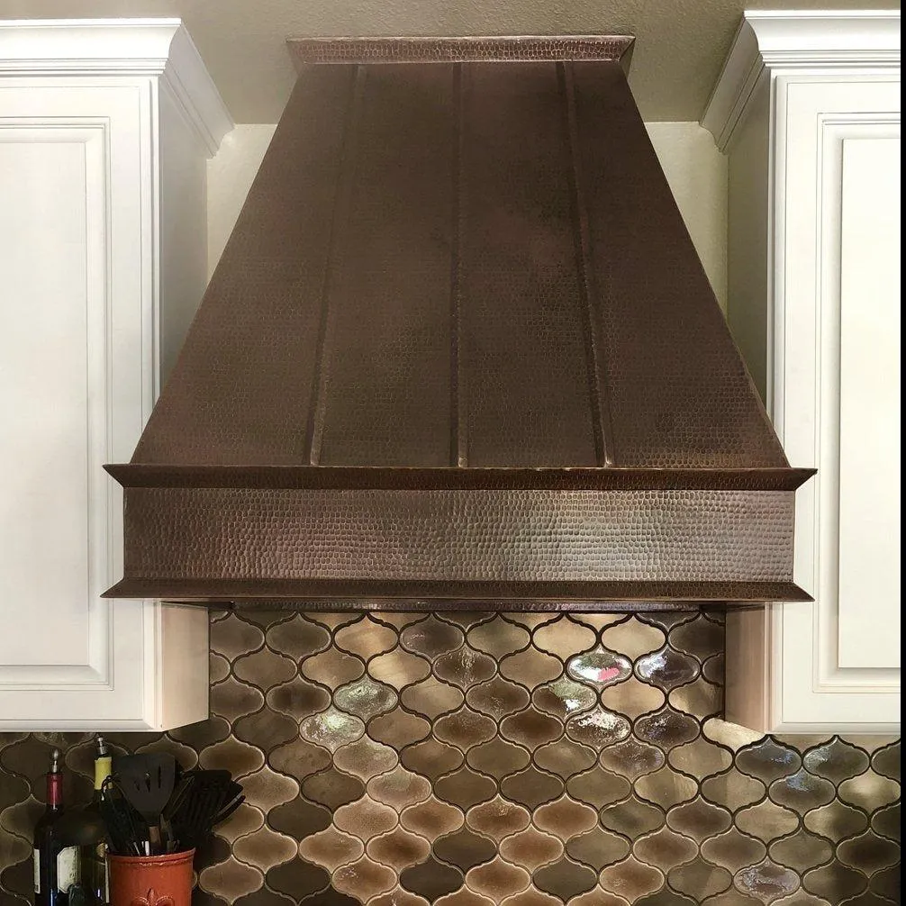 Premier Copper 38 in. Euro Wall Mounted Range Hood in Hammered Copper