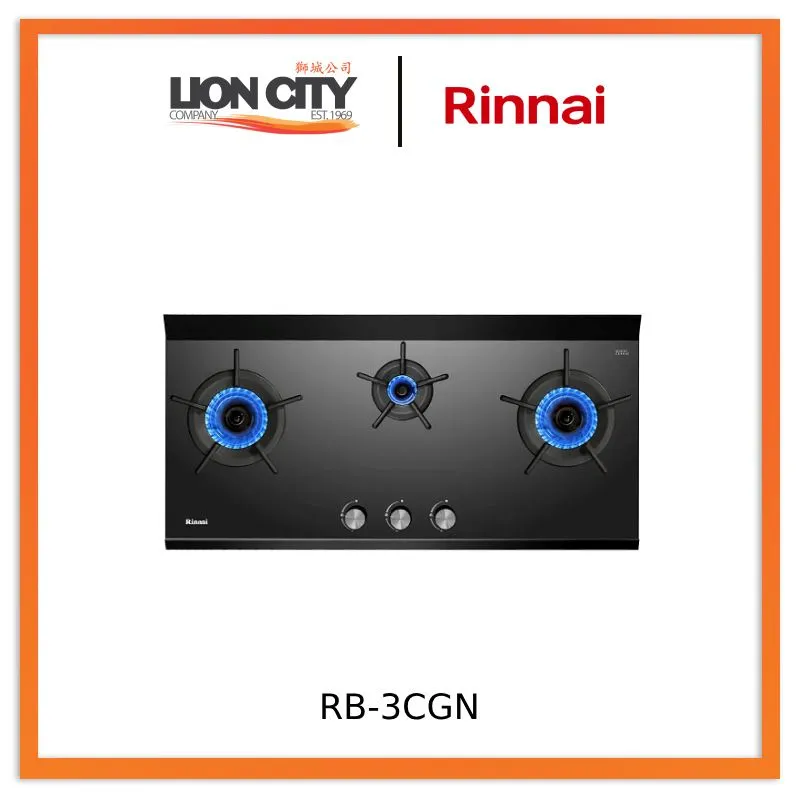 Rinnai RB-3CGN 3 Inner Burner Built-In Hob Schott Ceran Glass (Black)
