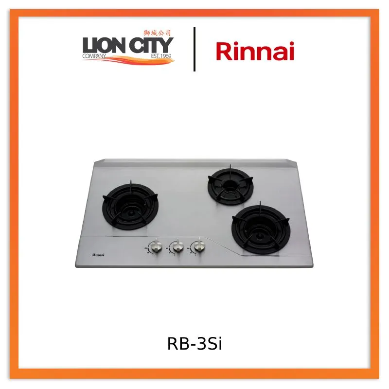 Rinnai RB-3SI 3 Inner Burner Built-In Hob Stainless Steel Top Plate RB3SI