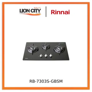 Rinnai RB-7303S-GBSM 3 Burner Built-in Gas Hob Black Tempered Glass