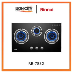 Rinnai RB-783G 3 Burner Built-In Hob Tempered Glass (Black) Top Plate