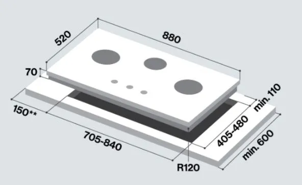Rinnai RB-983G 3-Burner Flexi Hob Built-in Gas Hob (Glass)