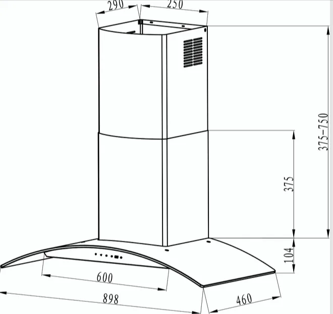 Rinnai RH-C209-GCR Chimney Hood LED Touch Control