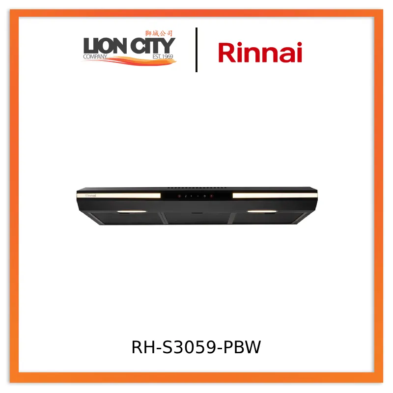 Rinnai RH-S3059-PBW LED Slimline Hood Matt Black Design
