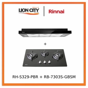 RINNAI RH-S329-PBR SLIMLINE HOOD   RINNAI RB-7303S-GBSM 3 BURNER GLASS HOB
