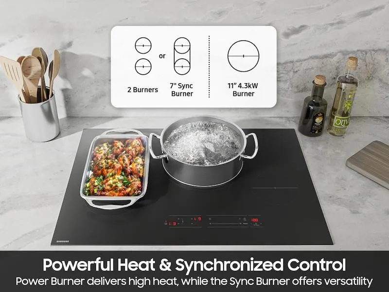 Samsung CC70F30S2D 30" Induction Cooktop With Anti-Scratch Matte Glass And Sync Burners In Black