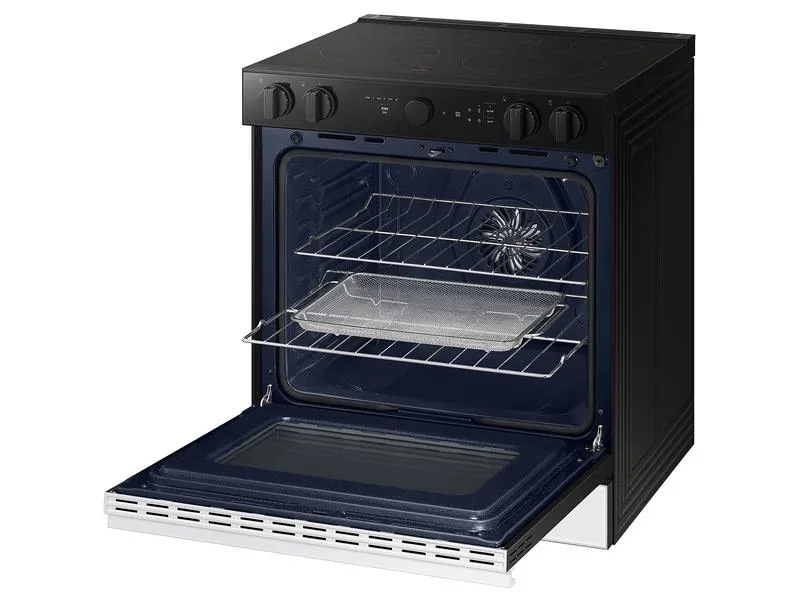 Samsung NSE6DB870012 Bespoke 6.3 Cu. Ft. Smart Slide-In Electric Range With Smart Oven Camera & Illuminated Precision Knobs In White Glass