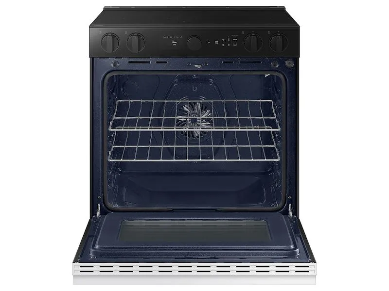 Samsung NSE6DB870012 Bespoke 6.3 Cu. Ft. Smart Slide-In Electric Range With Smart Oven Camera & Illuminated Precision Knobs In White Glass
