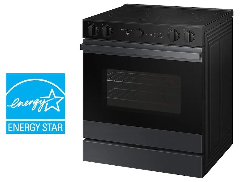 Samsung NSE6DG8502MT Bespoke 6.3 Cu. Ft. Smart Slide-In Energy Star Certified Electric Range With Air Fry In Matte Black Steel