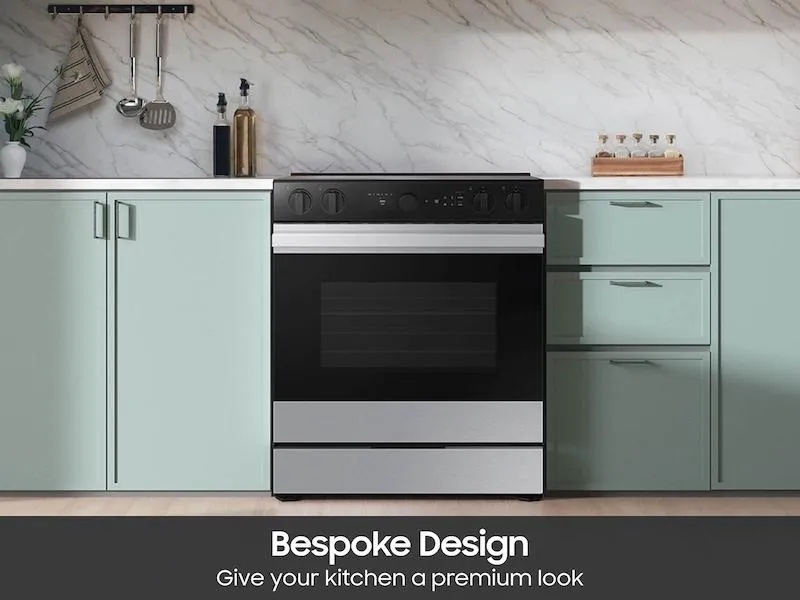 Samsung NSE6DG8700SR Bespoke 6.3 Cu. Ft. Smart Slide-In Electric Range With Smart Oven Camera & Illuminated Precision Knobs In Stainless Steel