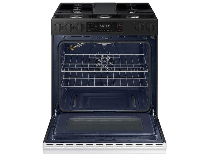 Samsung NSG6DB830012 Bespoke 6.0 Cu. Ft. Smart Slide-In Gas Range With Air Fry & Precision Knobs In White Glass