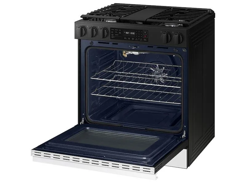 Samsung NSG6DB830012 Bespoke 6.0 Cu. Ft. Smart Slide-In Gas Range With Air Fry & Precision Knobs In White Glass