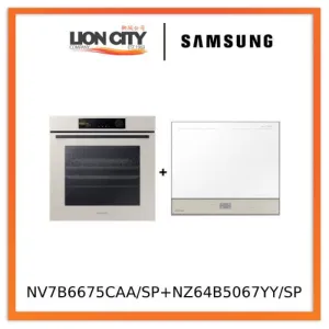Samsung NV7B6675CAA/SP 76L Bespoke Built-In Oven with Dual Cook Steam NZ64B5067YY/SP 60cm Bespoke Induction Hob