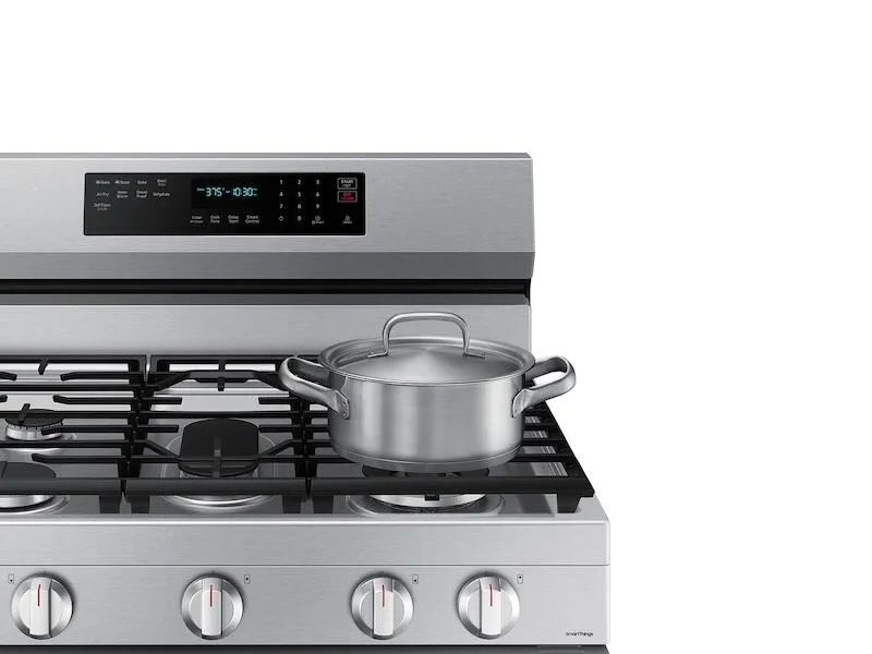 Samsung NX60A6711SS 6.0 Cu. Ft. Smart Freestanding Gas Range With No-Preheat Air Fry, Convection  & Stainless Cooktop In Stainless Steel