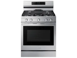 Samsung NX60A6711SS 6.0 Cu. Ft. Smart Freestanding Gas Range With No-Preheat Air Fry, Convection  & Stainless Cooktop In Stainless Steel