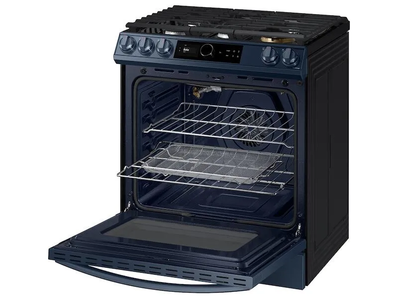 Samsung NX60A8711QN 6.0 Cu. Ft. Smart Bespoke Slide-In Gas Range With Smart Dial & Air Fry In Navy Steel