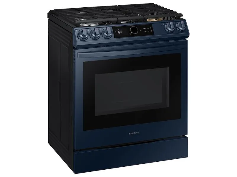 Samsung NX60A8711QN 6.0 Cu. Ft. Smart Bespoke Slide-In Gas Range With Smart Dial & Air Fry In Navy Steel