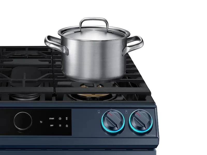 Samsung NX60A8711QN 6.0 Cu. Ft. Smart Bespoke Slide-In Gas Range With Smart Dial & Air Fry In Navy Steel
