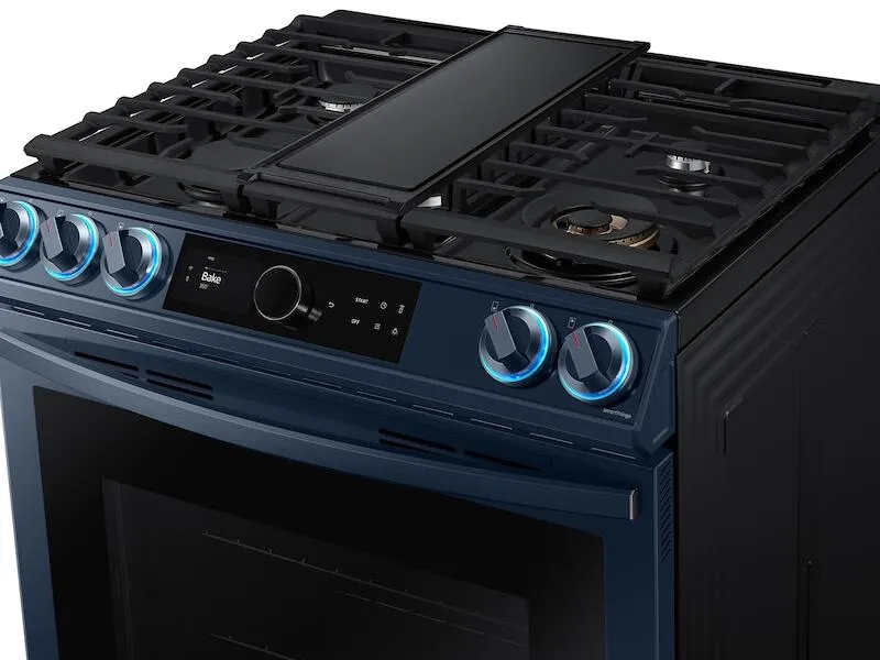Samsung NX60A8711QN 6.0 Cu. Ft. Smart Bespoke Slide-In Gas Range With Smart Dial & Air Fry In Navy Steel