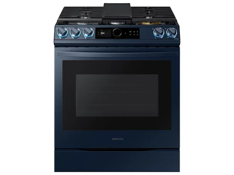 Samsung NX60A8711QN 6.0 Cu. Ft. Smart Bespoke Slide-In Gas Range With Smart Dial & Air Fry In Navy Steel