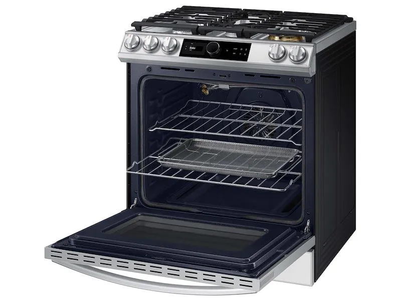 Samsung NX60BB871112 Bespoke Smart Slide-In Gas Range 6.0 Cu. Ft. With Smart Dial, Air Fry & Wi-Fi In White Glass