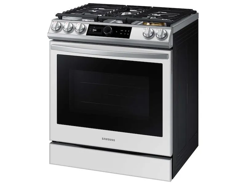 Samsung NX60BB871112 Bespoke Smart Slide-In Gas Range 6.0 Cu. Ft. With Smart Dial, Air Fry & Wi-Fi In White Glass
