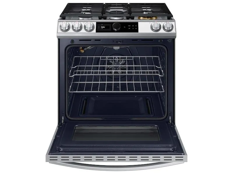 Samsung NX60BB871112 Bespoke Smart Slide-In Gas Range 6.0 Cu. Ft. With Smart Dial, Air Fry & Wi-Fi In White Glass