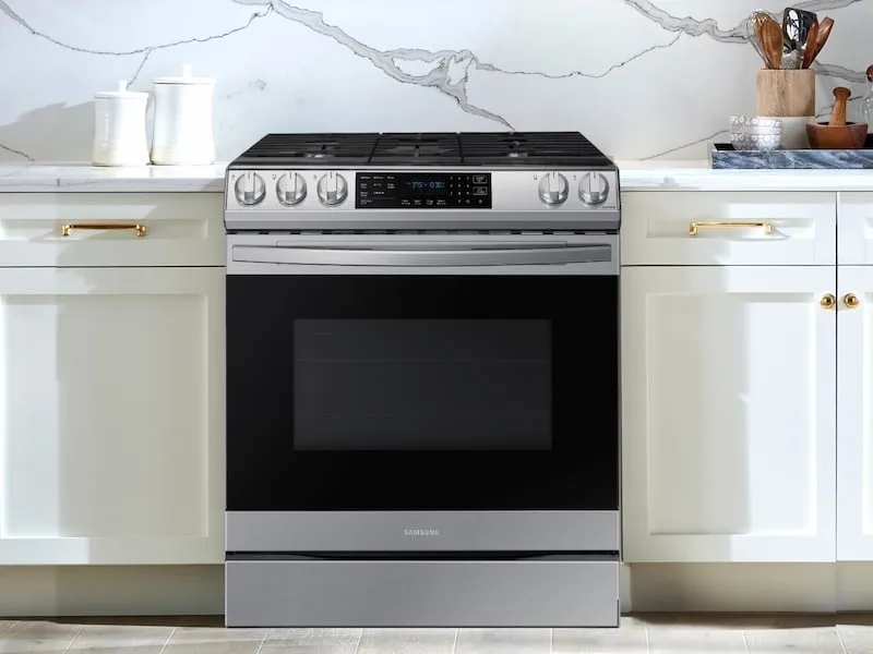 Samsung NX60T8511SS 6.0 Cu. Ft. Front Control Slide-In Gas Range With Air Fry & Wi-Fi In Stainless Steel