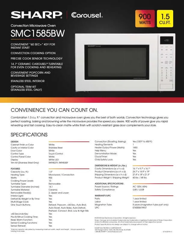 Sharp 1.1-Cu. Ft. 21 in. Countertop Microwave with Alexa-Enabled Controls in Stainless Steel (ZSMC1139FS)