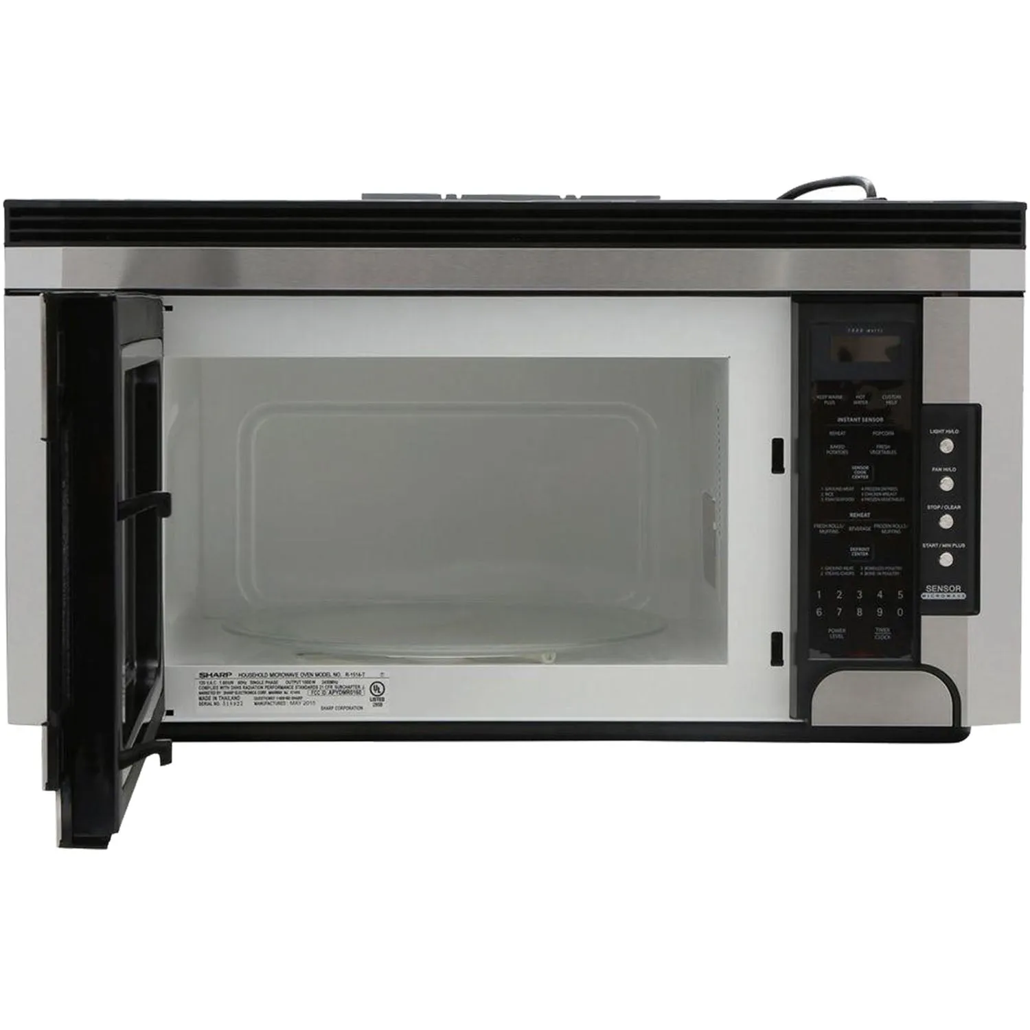 Sharp 1.5 cu. ft. 1000W 30 in. Over-the-Range Microwave Oven with Concealed Control Panel in Stainless Steel (R1514T)