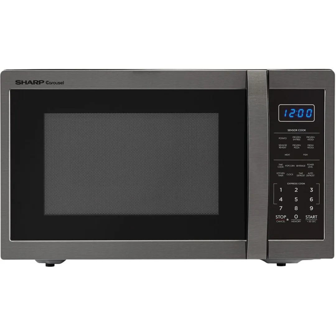 Sharp Carousel 1.4 cu. ft. 1100W 21 in. Countertop Microwave Oven in Black Stainless Steel (SMC1452CH)