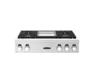 Signature Kitchen Suite SKSRT360GS 36-Inch Gas Pro Rangetop With Four Burners And Griddle