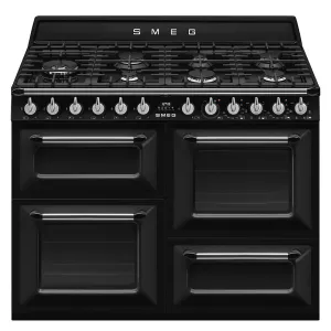 Smeg 110cm Victoria Dual Fuel Triple Cavity Freestanding Cooker Black