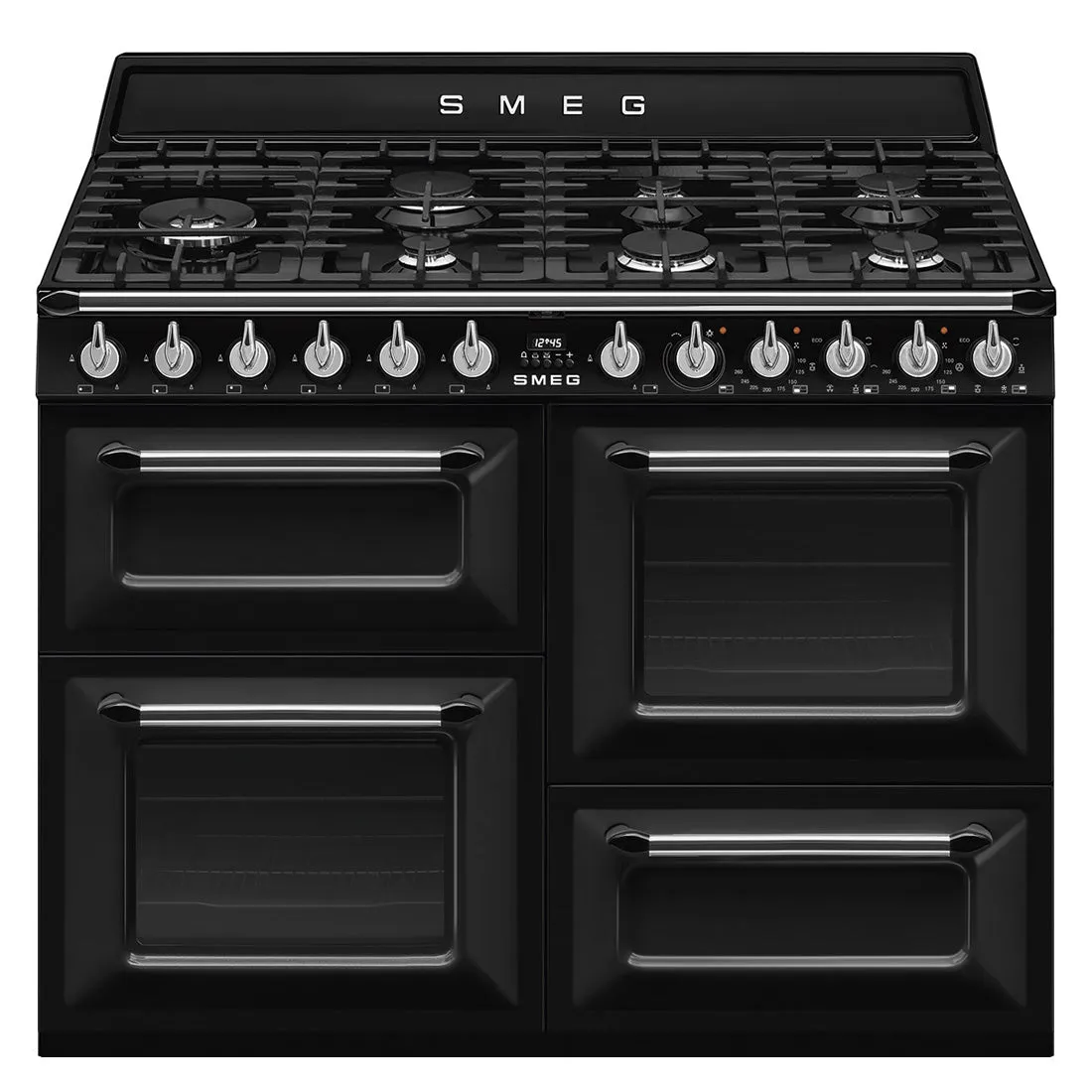 Smeg 110cm Victoria Dual Fuel Triple Cavity Freestanding Cooker Black