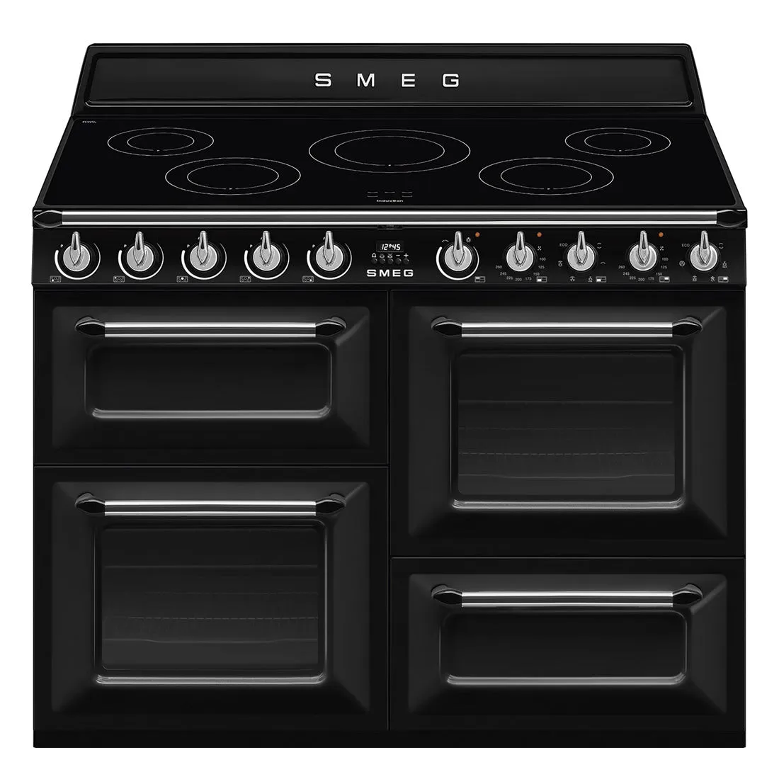Smeg 110cm Victoria Induction Triple Cavity Cooker Freestanding Cooker Black
