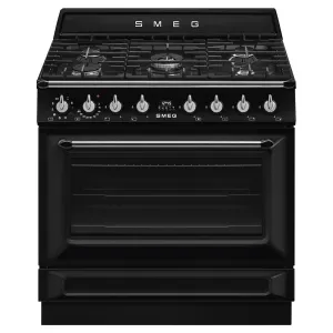 Smeg 90cm Victoria Dual Fuel MF Freestanding Cooker Black