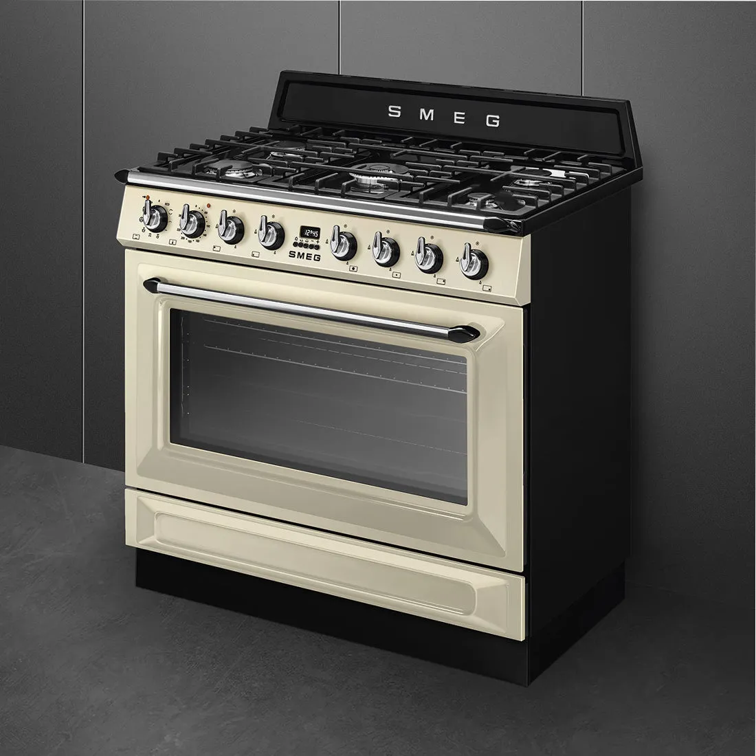 Smeg 90cm Victoria Dual Fuel Pyro Freestanding Cooker Cream